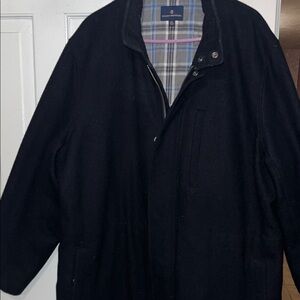 Brooks Brothers Black Thermore wool Coat with Plaid Lining